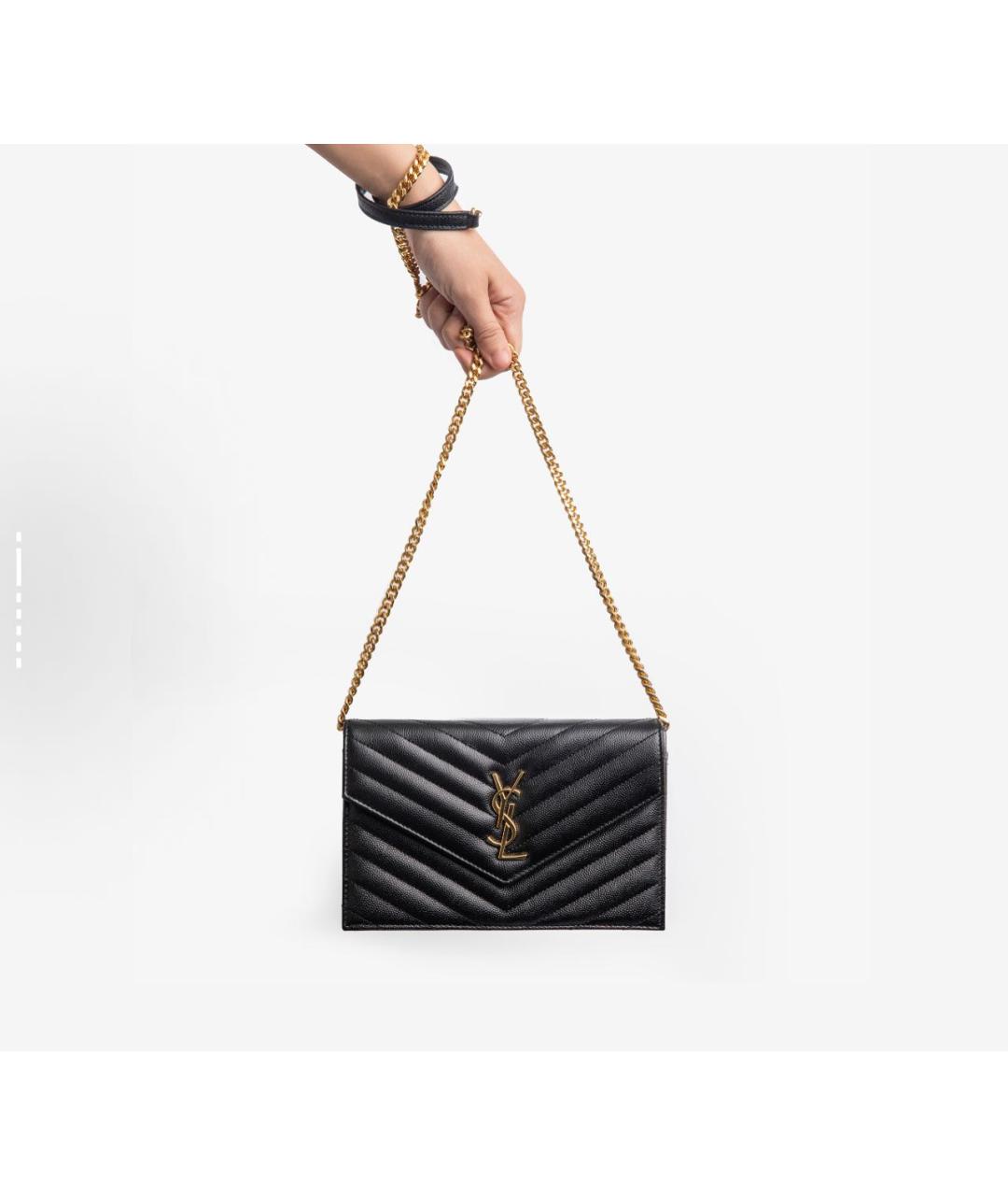 SAINT LAURENT Черная кожаная сумка через плечо, фото 5
