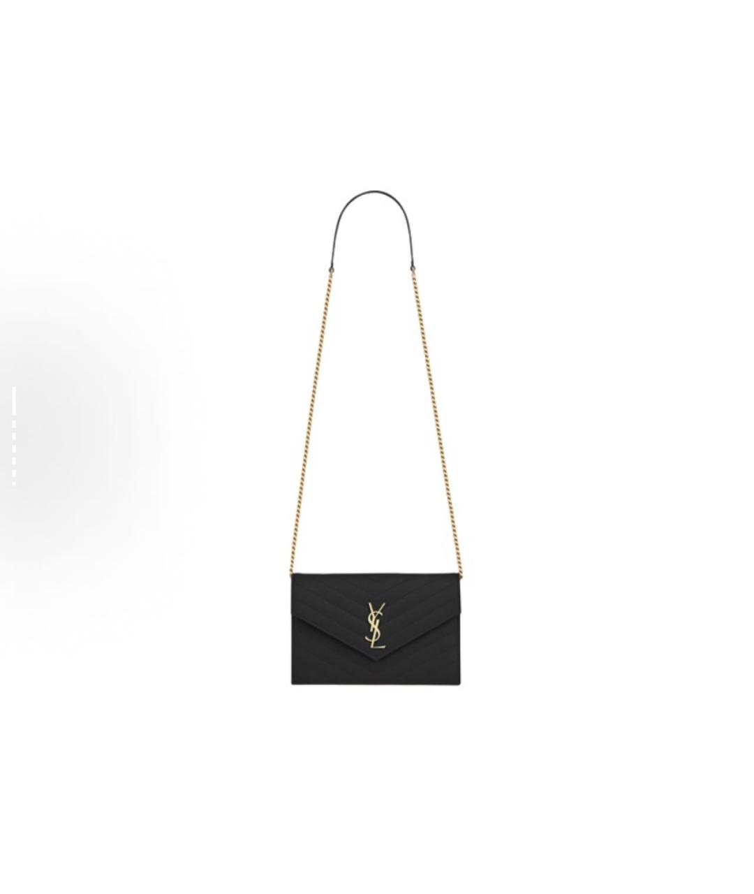 SAINT LAURENT Черная кожаная сумка через плечо, фото 8