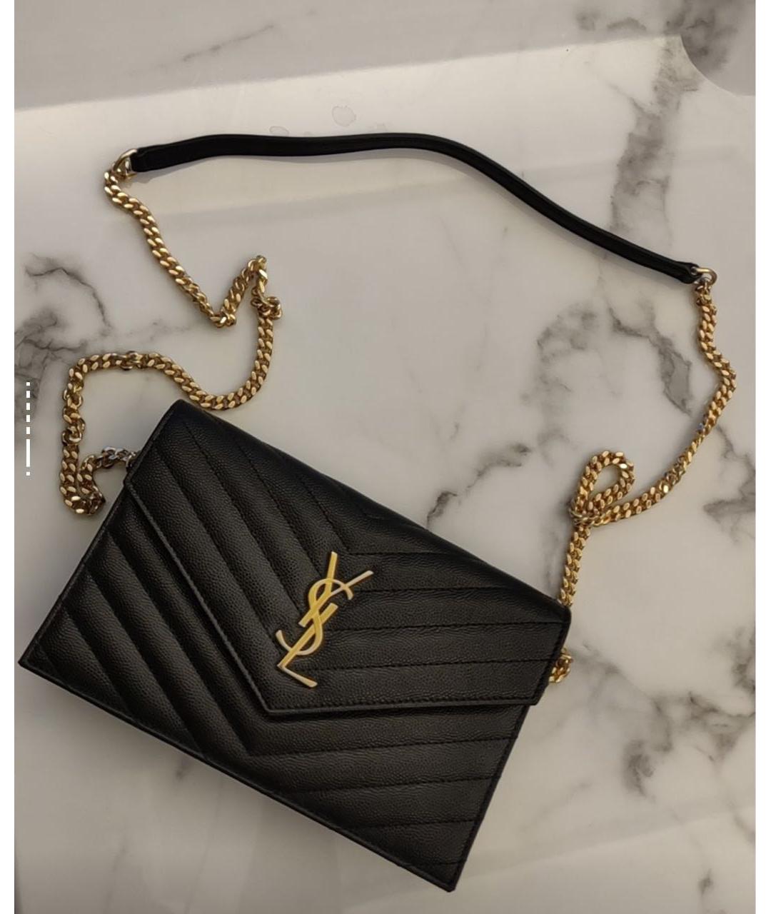 SAINT LAURENT Черная кожаная сумка через плечо, фото 6