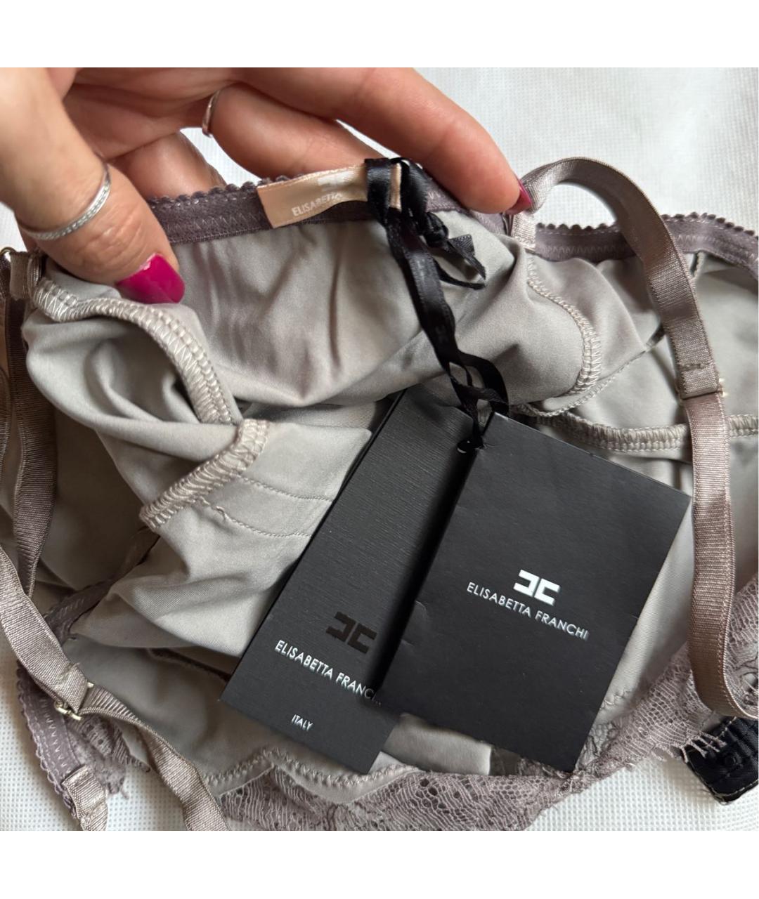 ELISABETTA FRANCHI Антрацитовое полиамидовое боди, фото 4