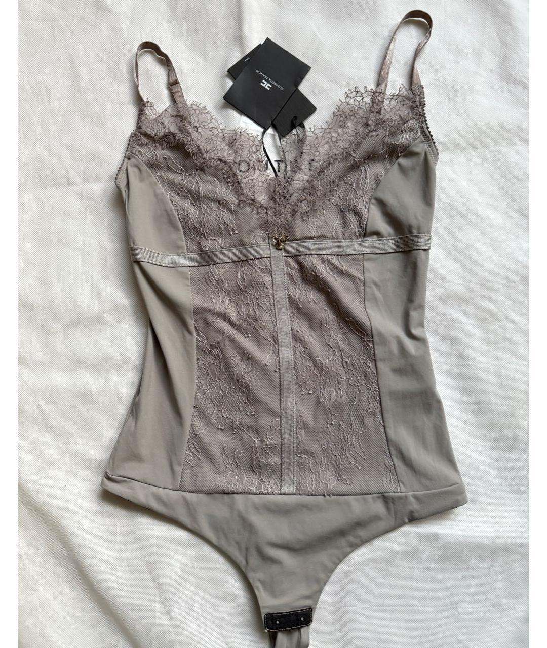 ELISABETTA FRANCHI Антрацитовое полиамидовое боди, фото 9