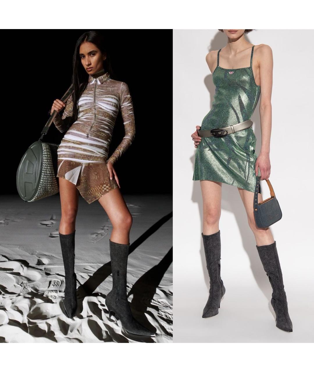 DIESEL Антрацитовые текстильные сапоги, фото 3