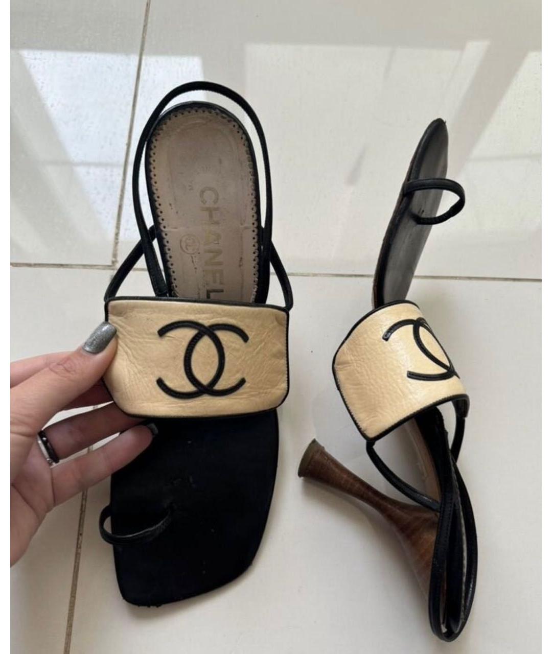CHANEL Бежевые кожаные мюли, фото 7