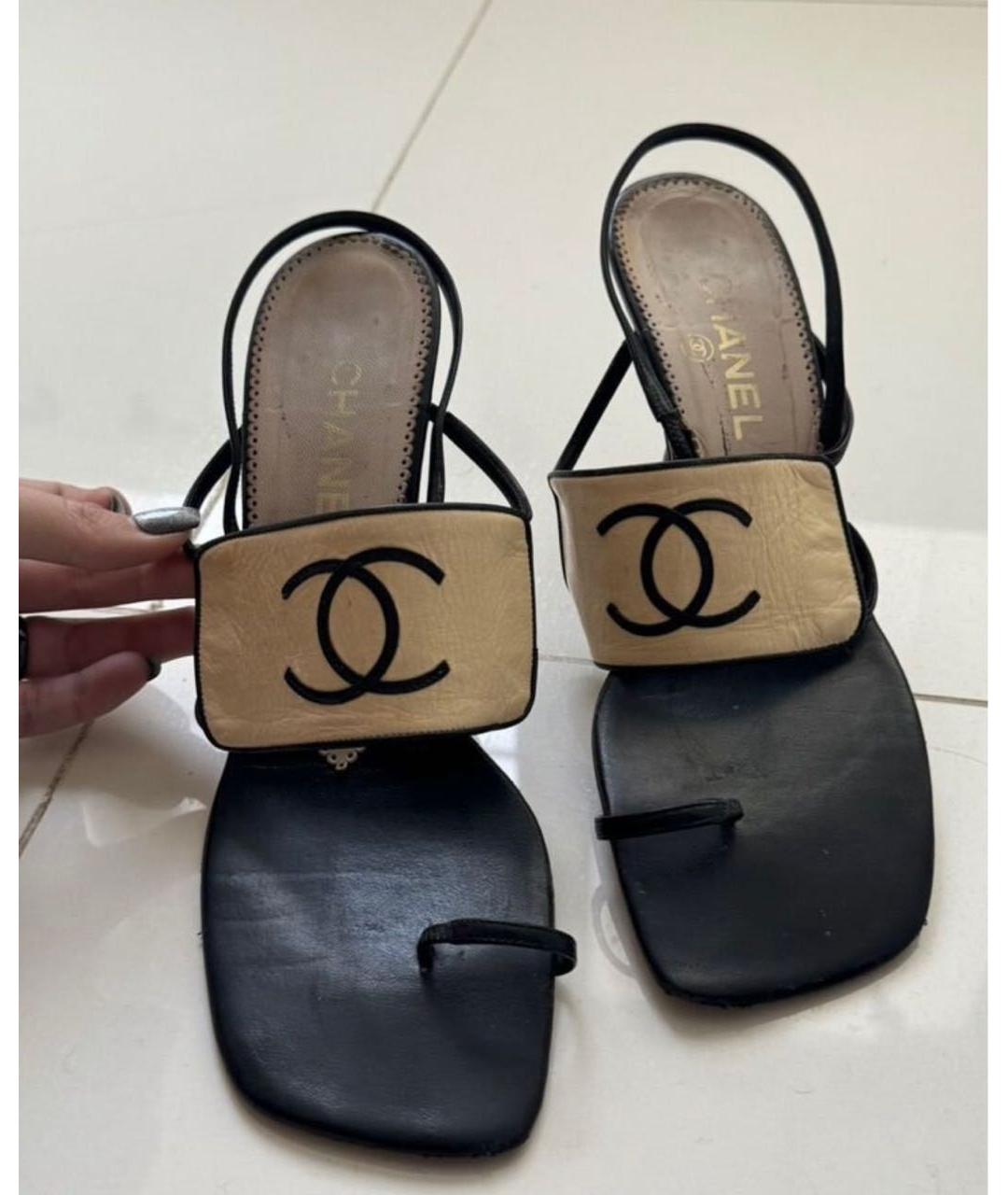 CHANEL Бежевые кожаные мюли, фото 3