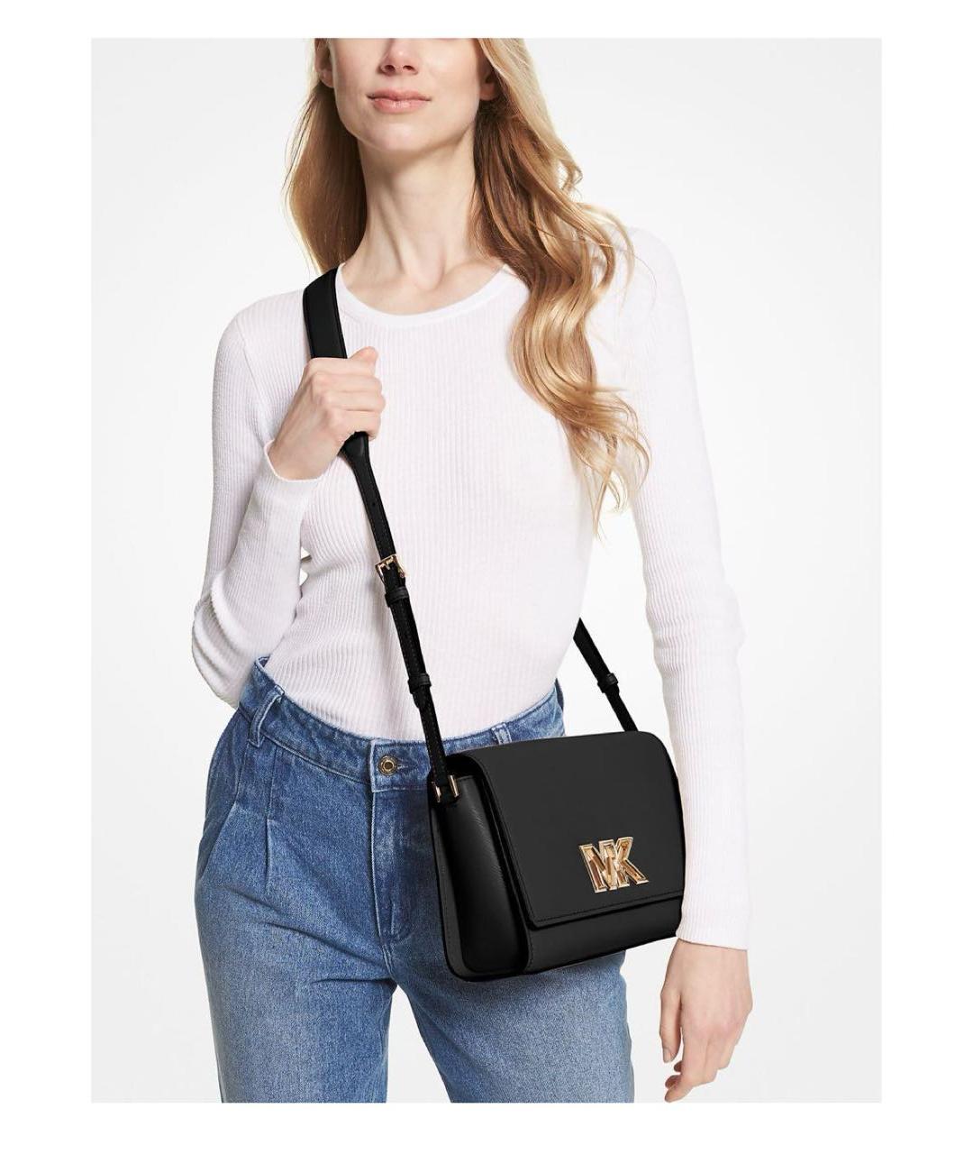MICHAEL KORS Черная кожаная сумка через плечо, фото 4