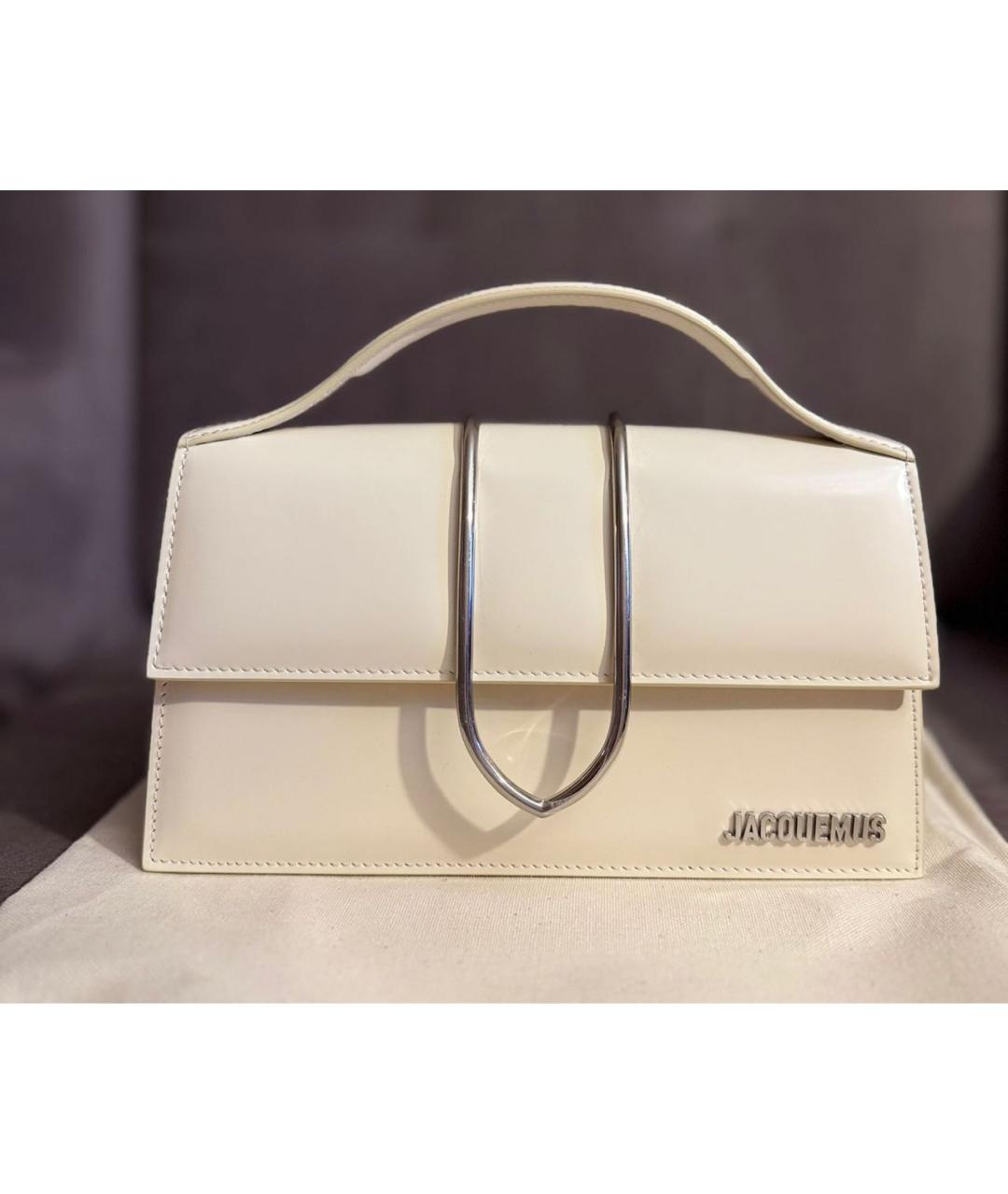 JACQUEMUS Бежевая кожаная сумка через плечо, фото 9