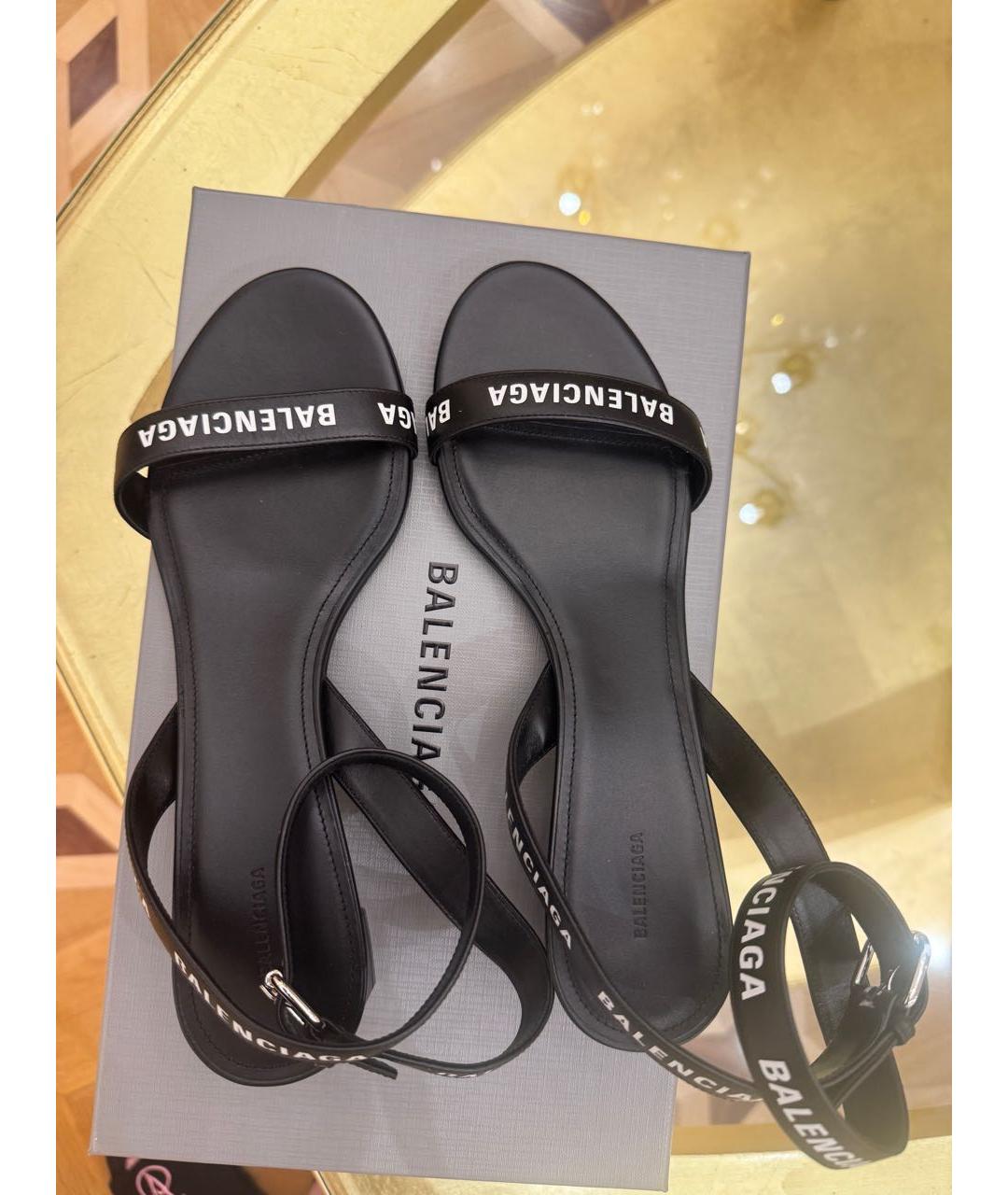 BALENCIAGA Черные кожаные босоножки, фото 4
