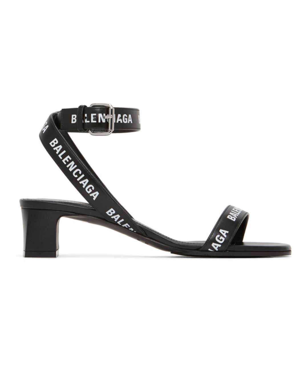 BALENCIAGA Черные кожаные босоножки, фото 8
