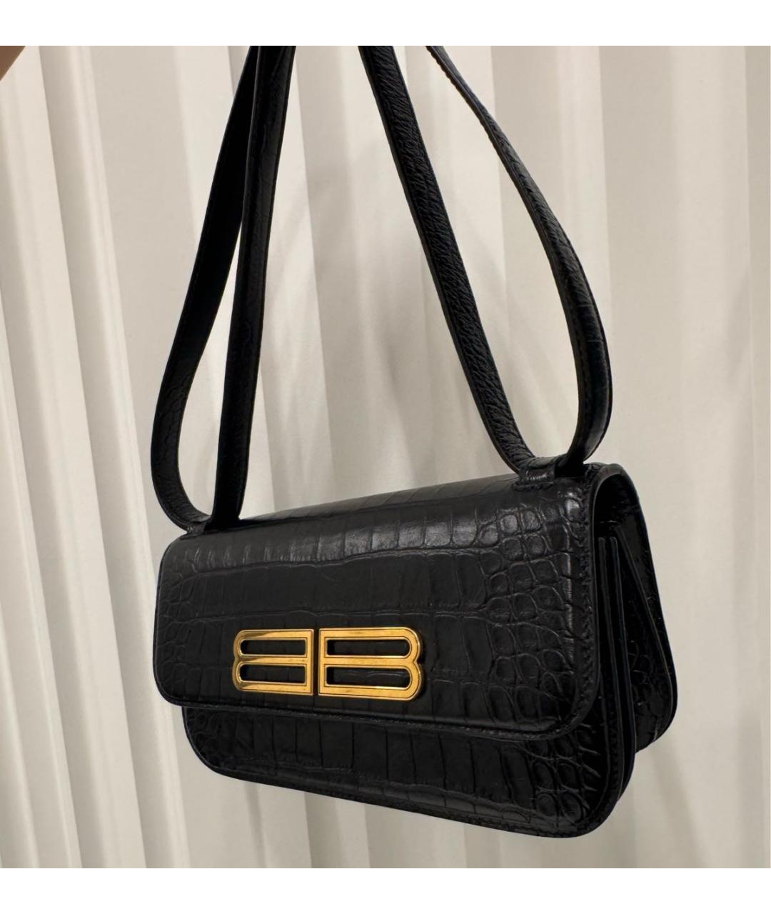 BALENCIAGA Черная кожаная сумка через плечо, фото 2