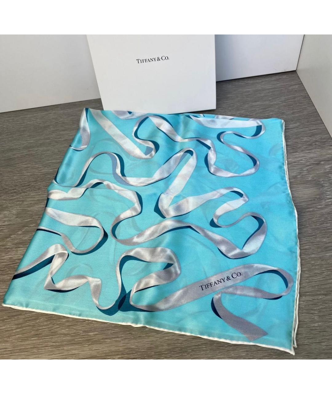 TIFFANY&CO Бирюзовый шелковый платок, фото 6