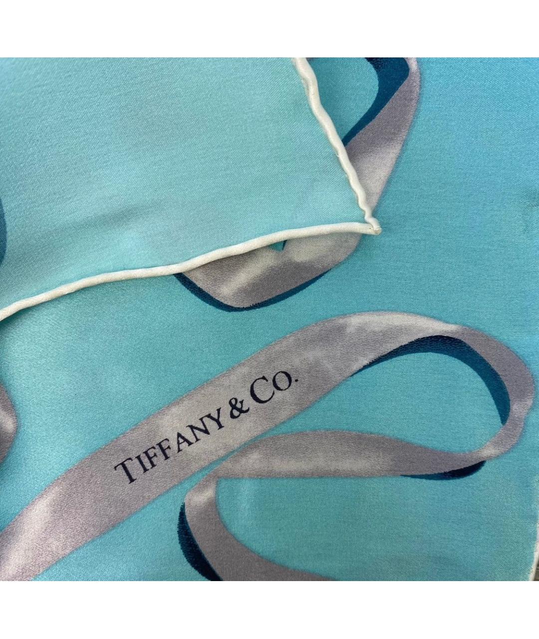 TIFFANY&CO Бирюзовый шелковый платок, фото 3