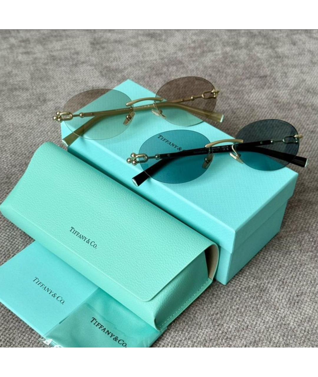 TIFFANY&CO Золотые металлические солнцезащитные очки, фото 3