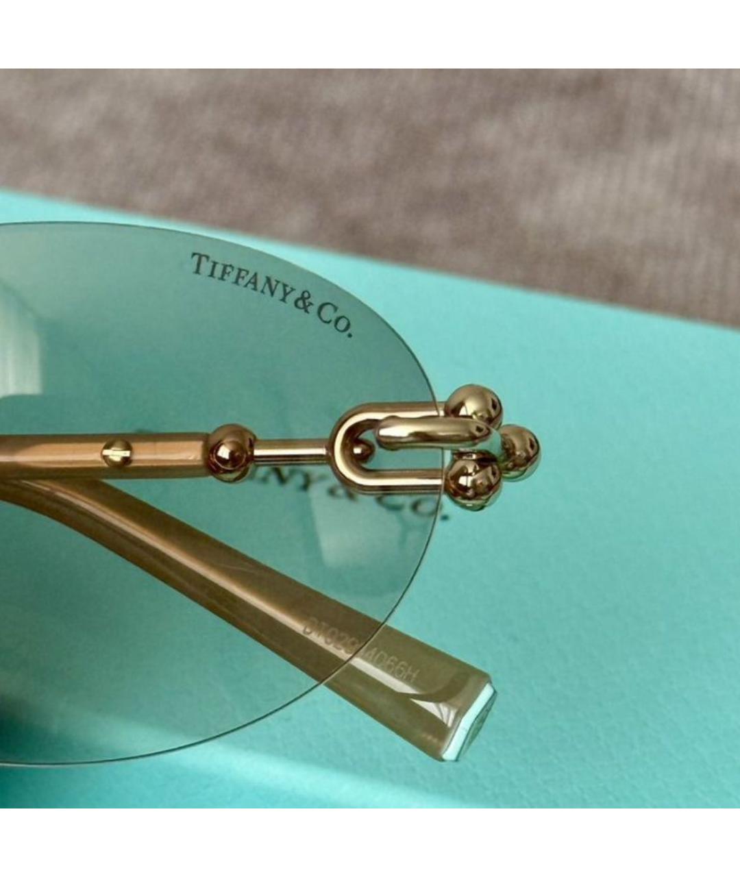 TIFFANY&CO Золотые металлические солнцезащитные очки, фото 4
