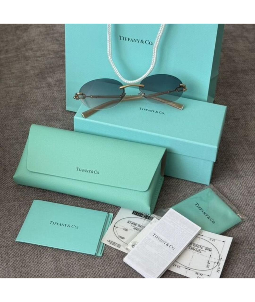 TIFFANY&CO Золотые металлические солнцезащитные очки, фото 2