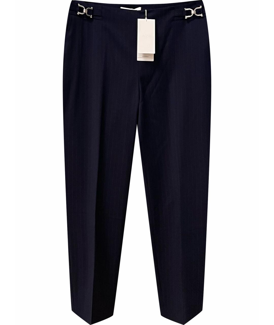 HUGO BOSS Темно-синие шерстяные прямые брюки, фото 1
