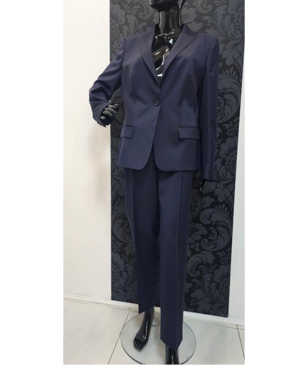 HUGO BOSS Темно-синие шерстяные прямые брюки, фото 4