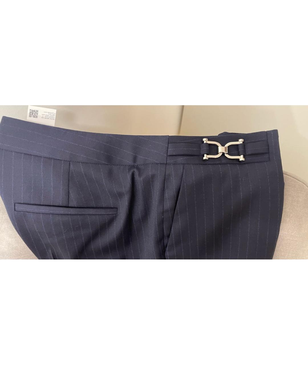 HUGO BOSS Темно-синие шерстяные прямые брюки, фото 3