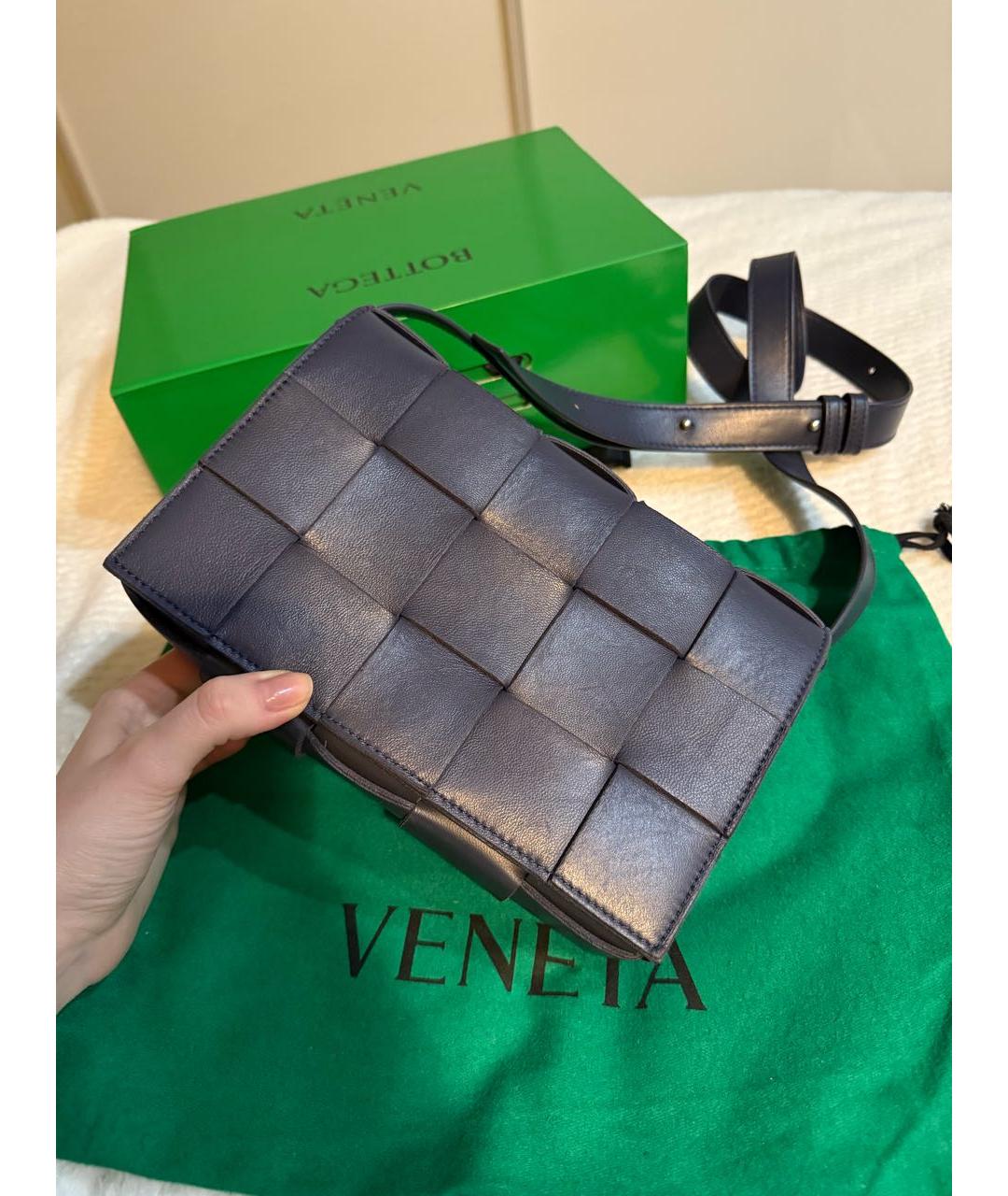 BOTTEGA VENETA Темно-синяя кожаная сумка через плечо, фото 6