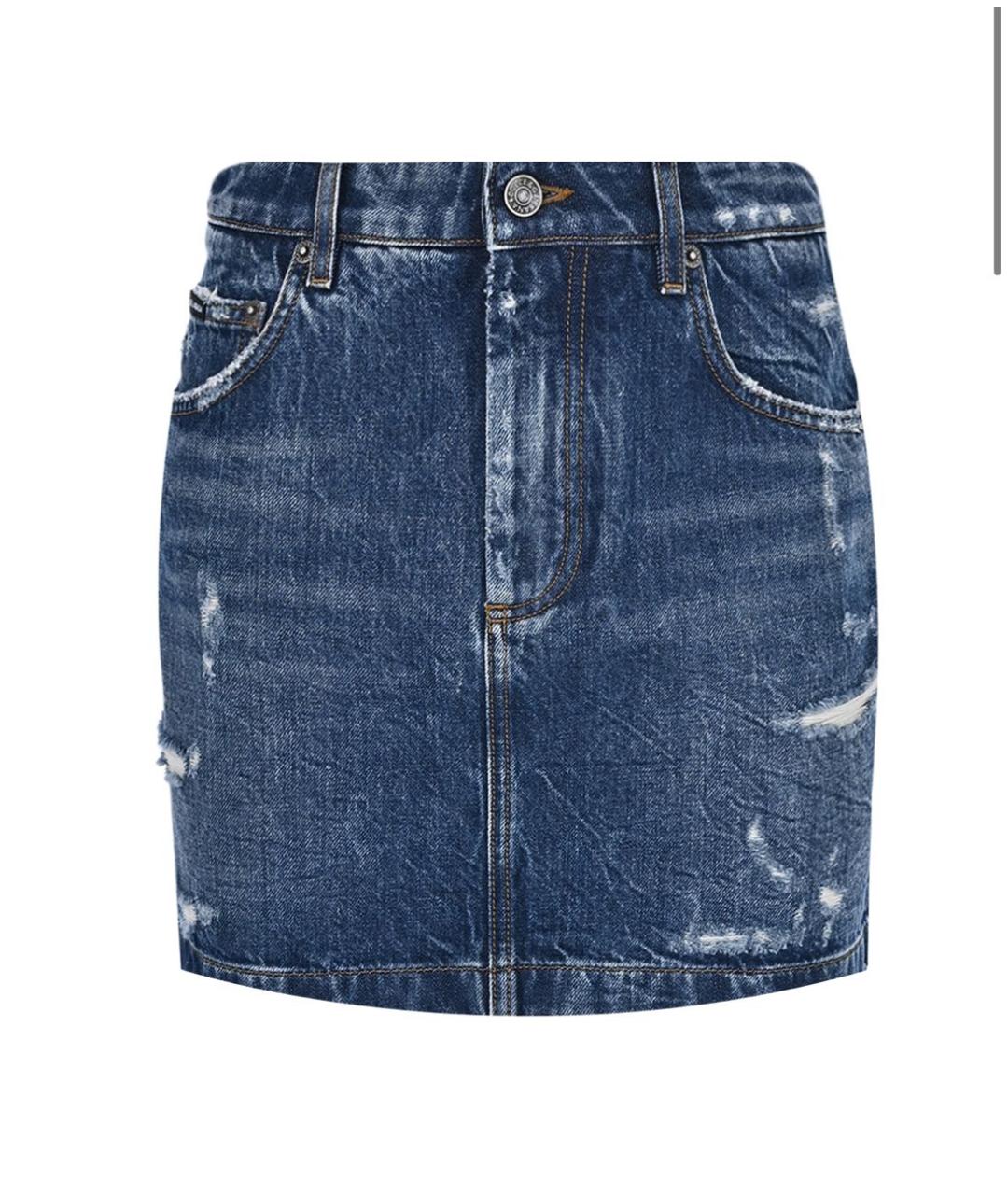 DOLCE&GABBANA Голубая деним юбка мини, фото 8