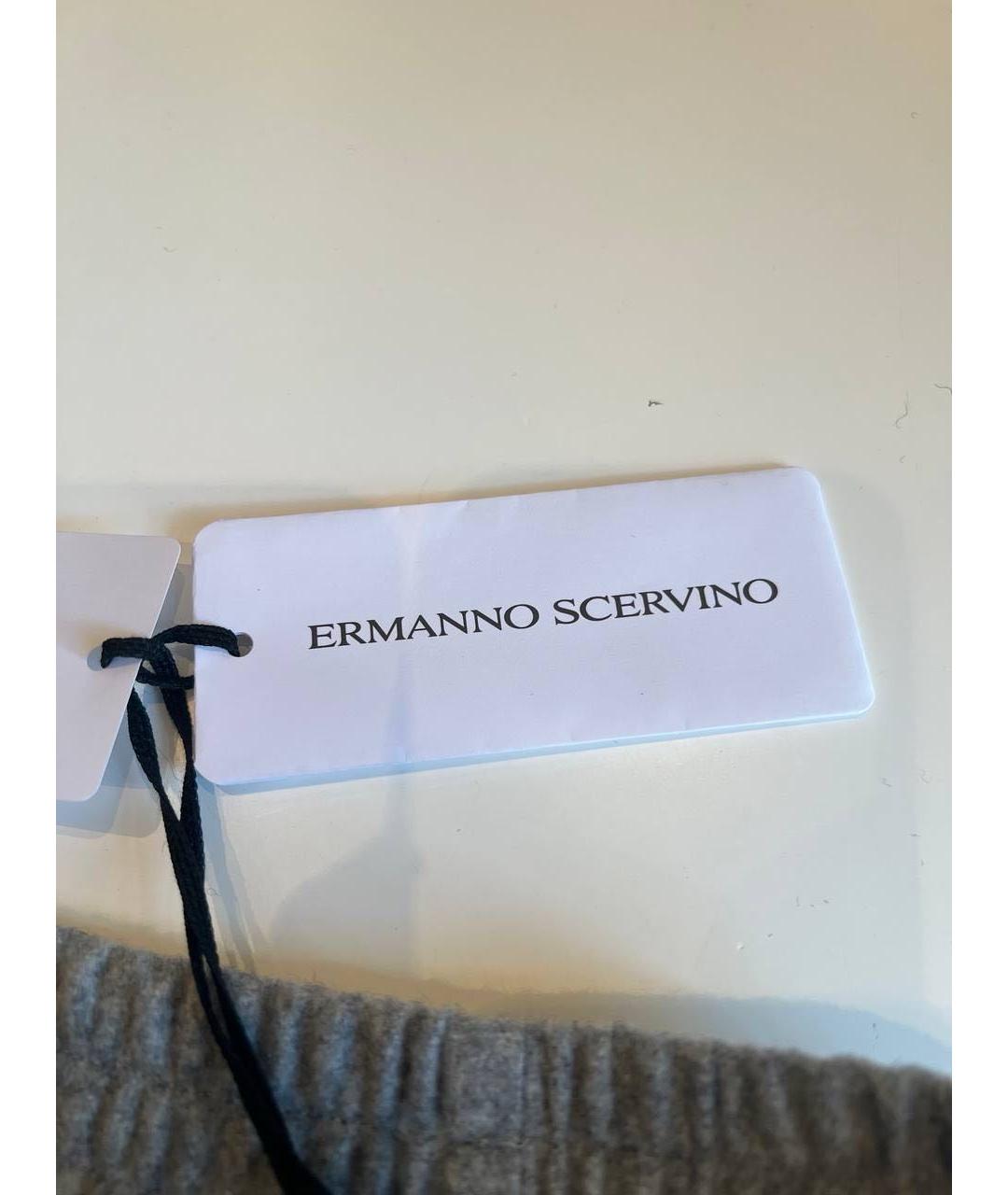 ERMANNO SCERVINO Серые шерстяные брюки широкие, фото 3