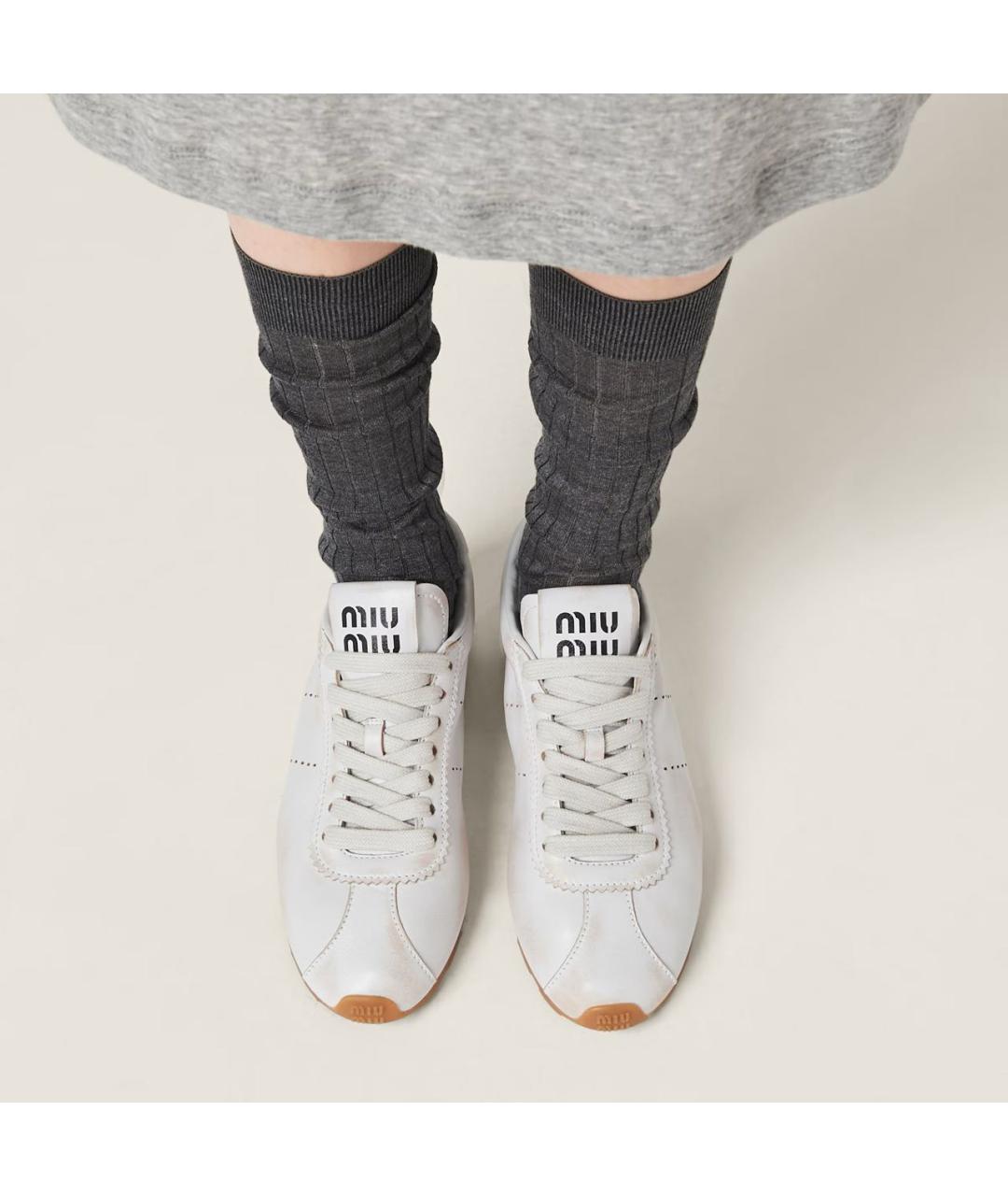 MIU MIU Серые кожаные кеды, фото 3