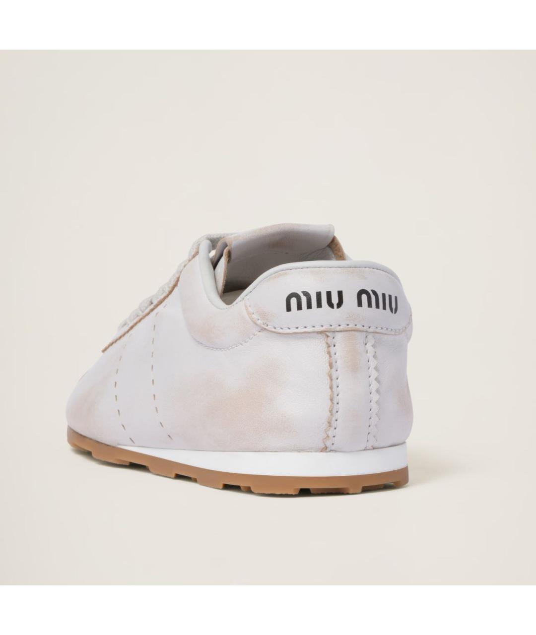 MIU MIU Серые кожаные кеды, фото 4