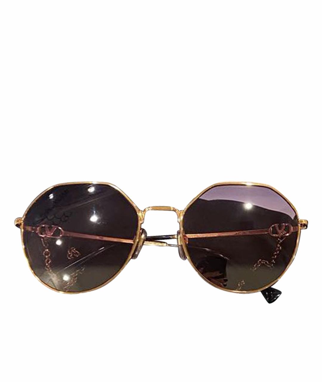 VALENTINO Золотые металлические солнцезащитные очки, фото 1
