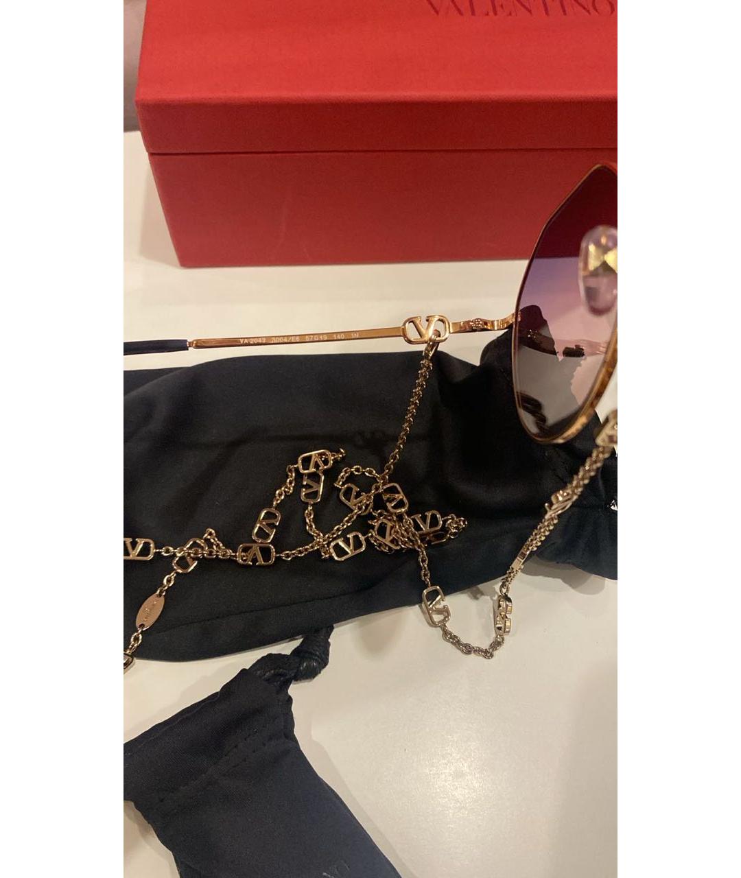 VALENTINO Золотые металлические солнцезащитные очки, фото 4