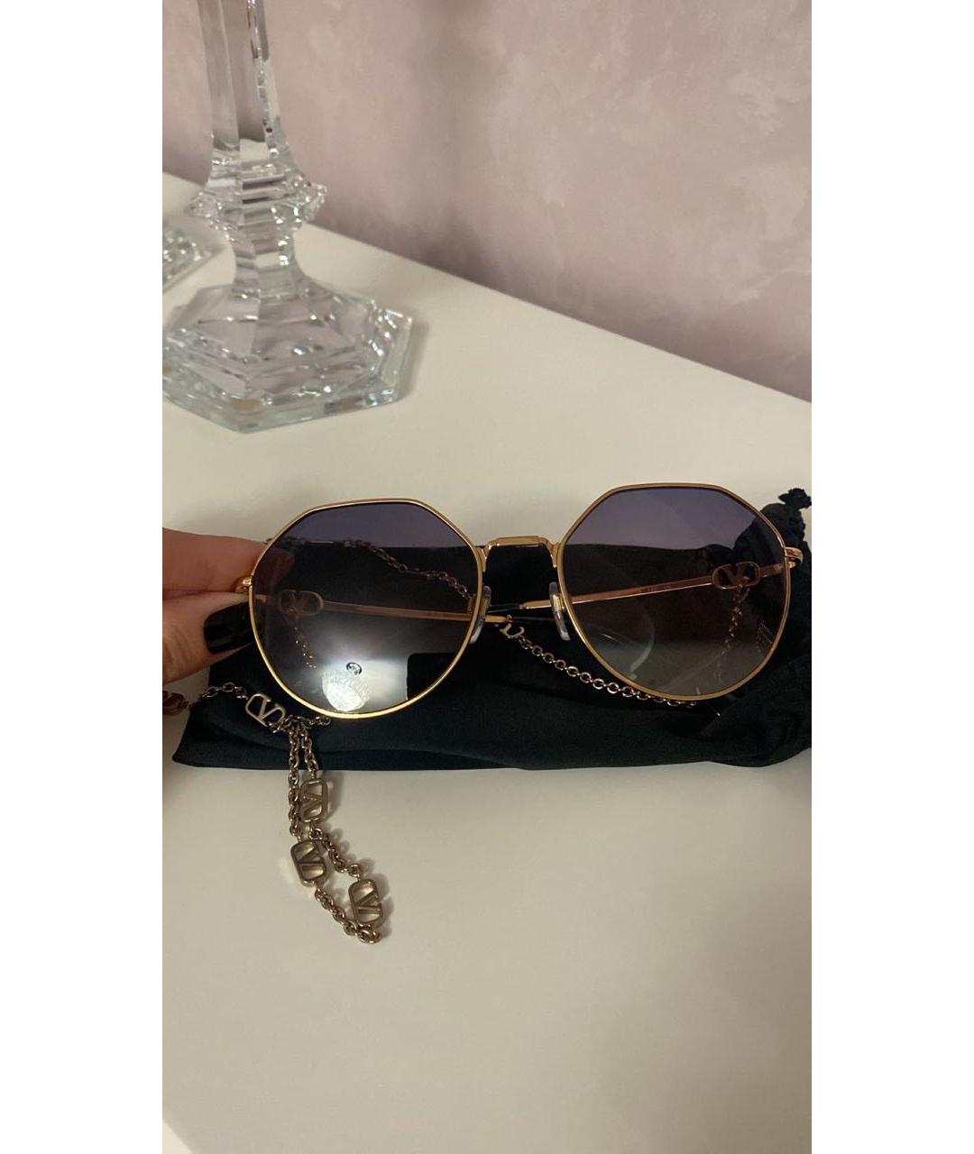 VALENTINO Золотые металлические солнцезащитные очки, фото 6