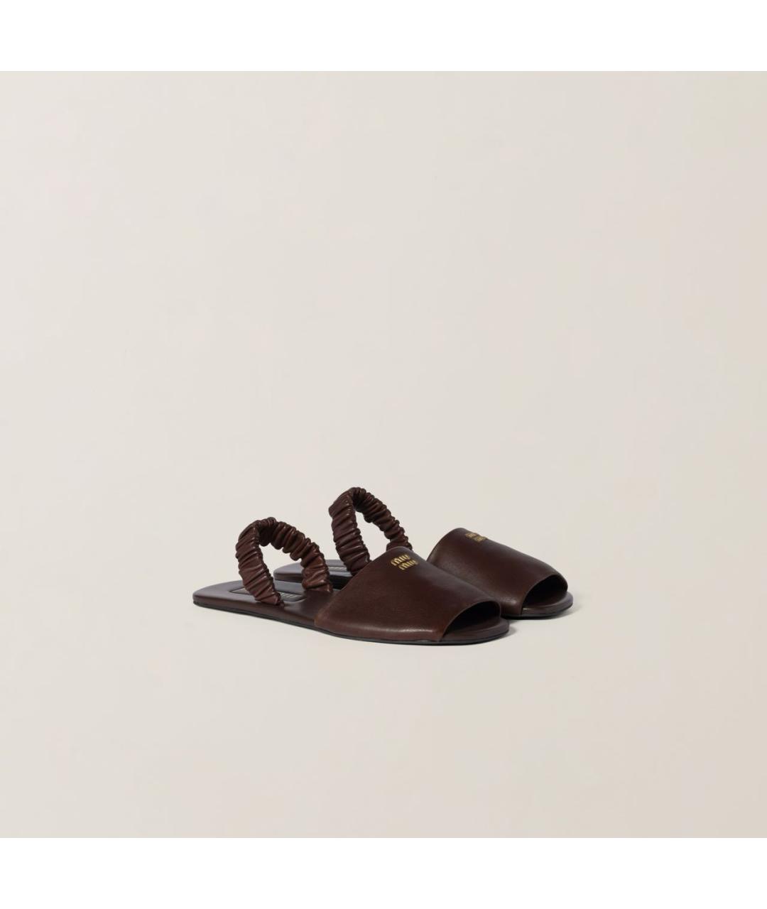 MIU MIU Коричневые кожаные сандалии, фото 2