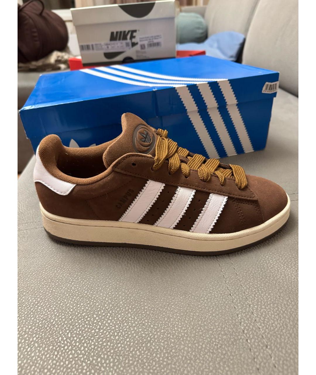 ADIDAS Коричневые замшевые низкие кроссовки / кеды, фото 7