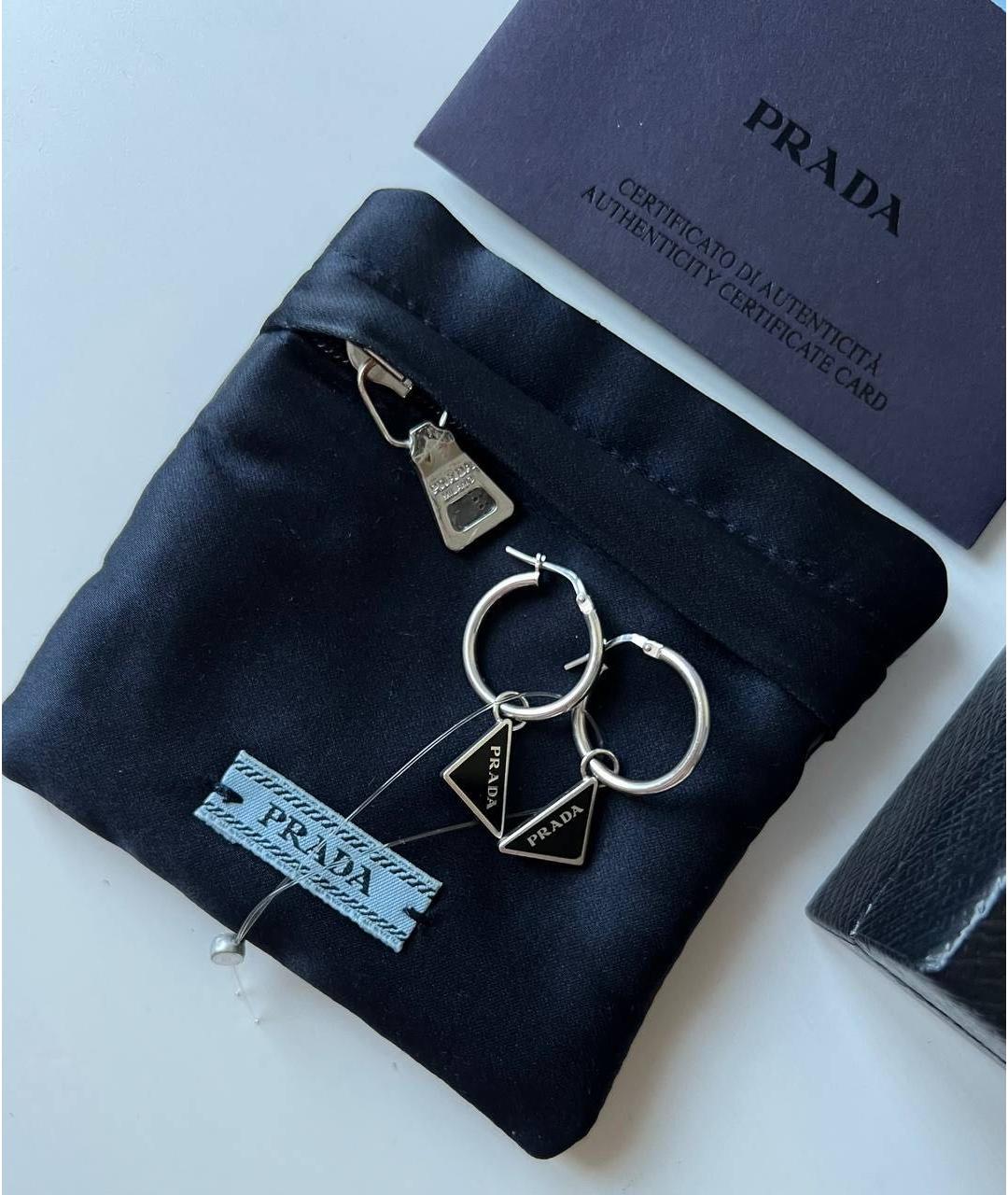 PRADA Черные серебряные серьги, фото 2