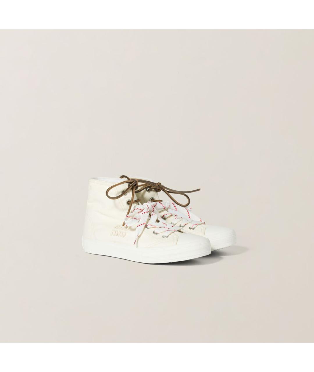 MIU MIU Белые текстильные кеды, фото 3