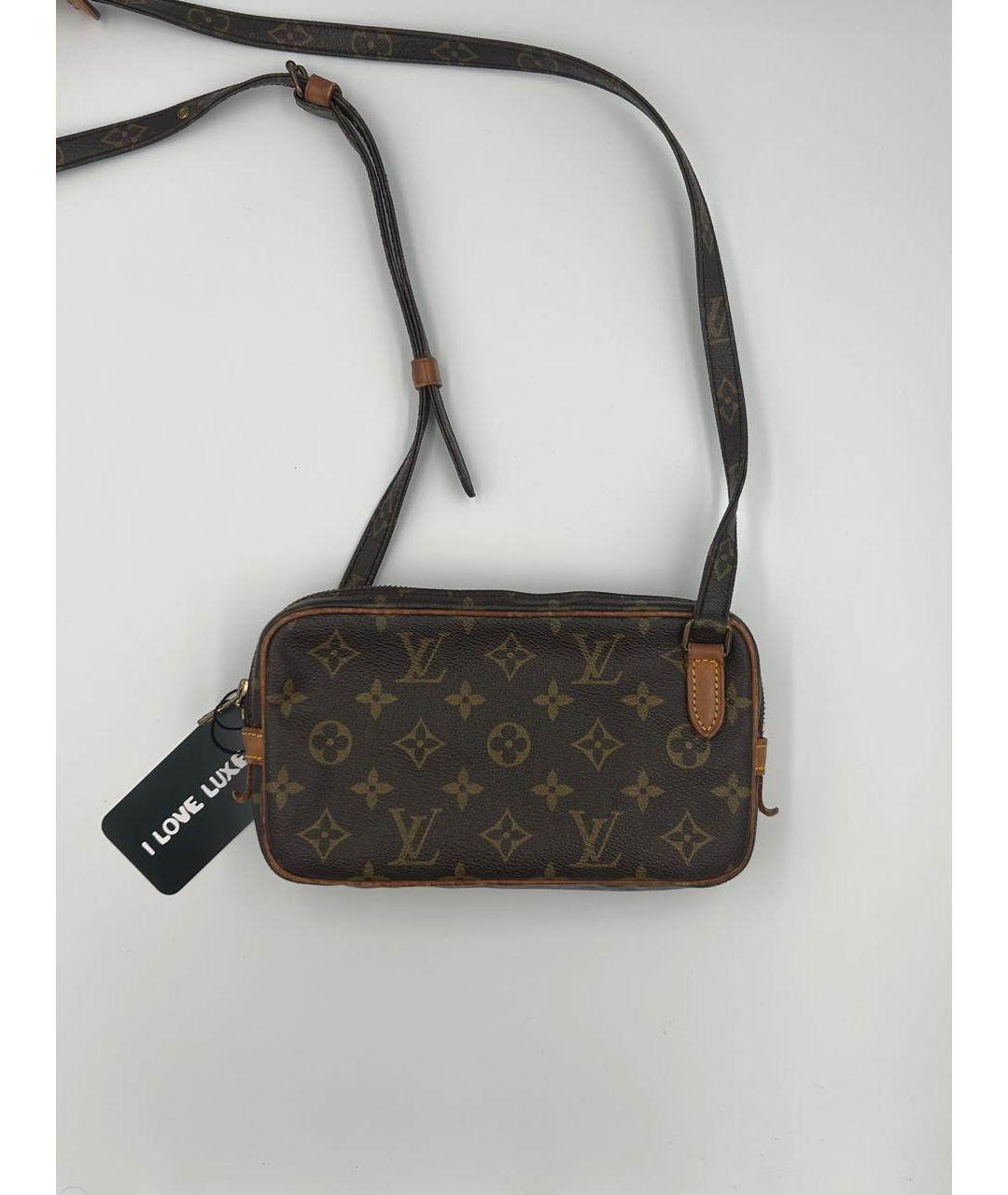 LOUIS VUITTON Коричневая кожаная сумка через плечо, фото 9