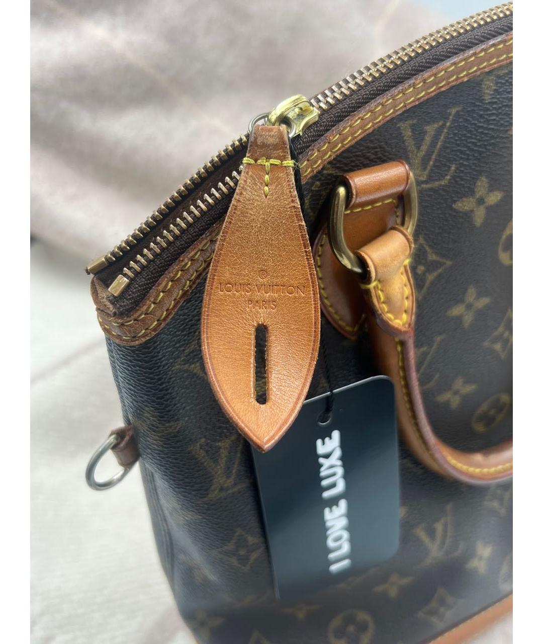 LOUIS VUITTON Коричневая кожаная сумка с короткими ручками, фото 4