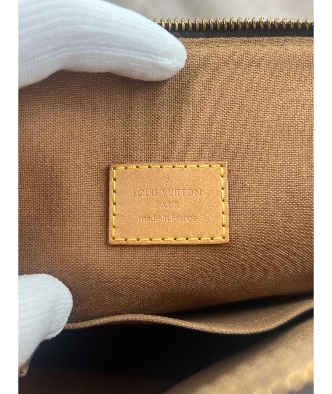 LOUIS VUITTON Коричневая кожаная сумка с короткими ручками, фото 6