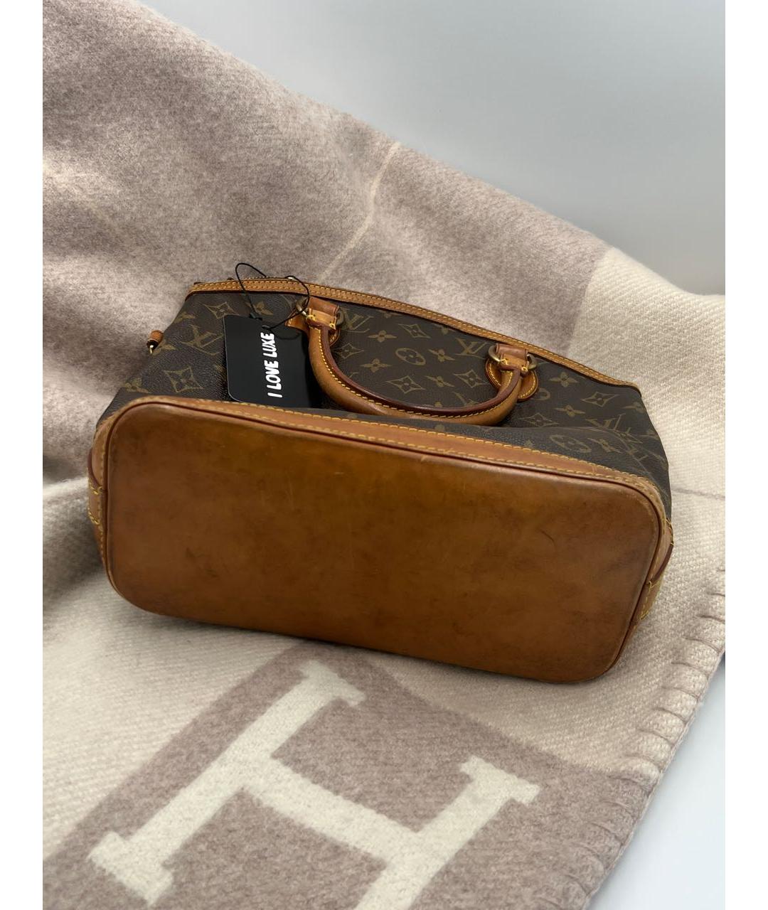LOUIS VUITTON Коричневая кожаная сумка с короткими ручками, фото 5