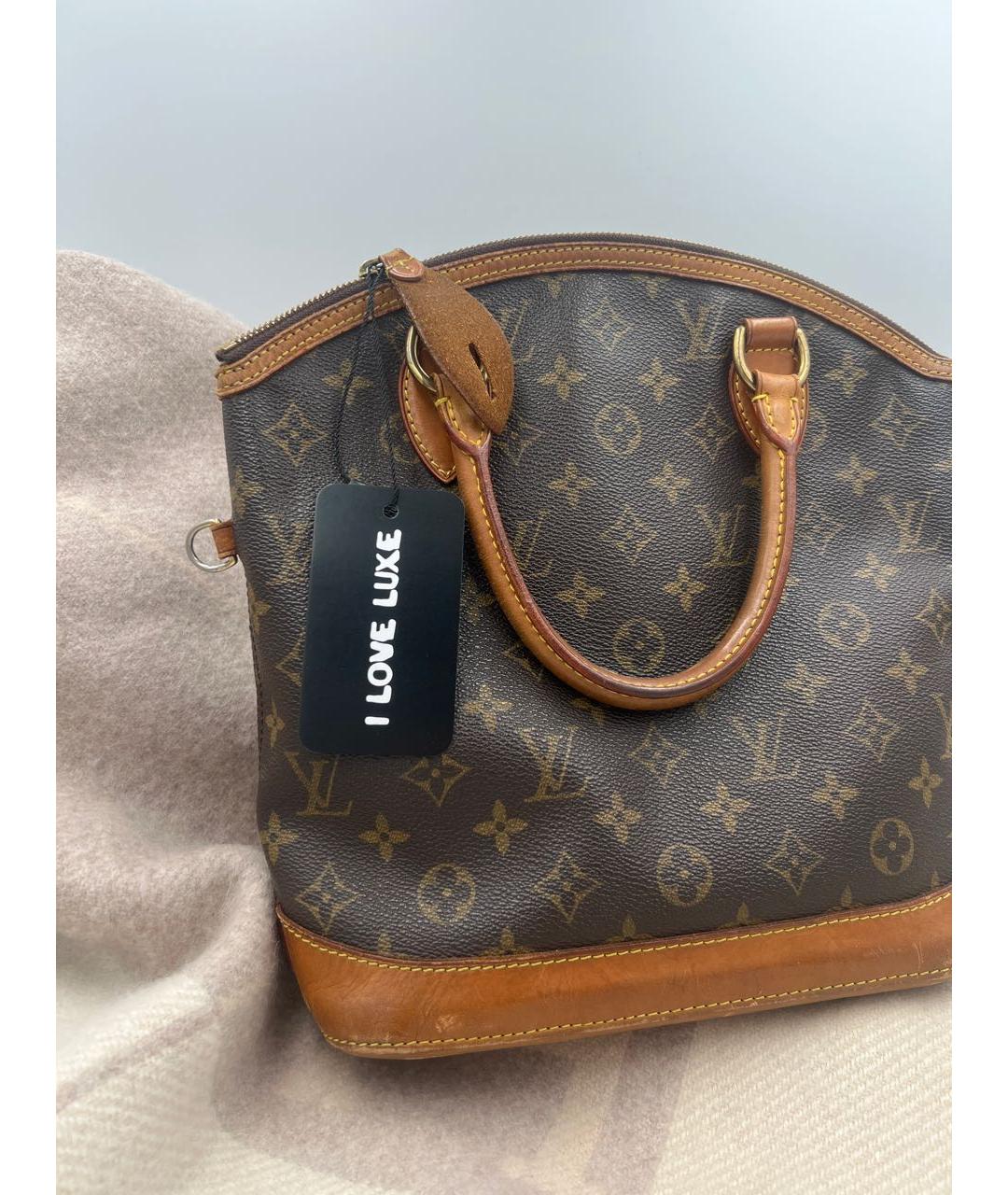 LOUIS VUITTON Коричневая кожаная сумка с короткими ручками, фото 3