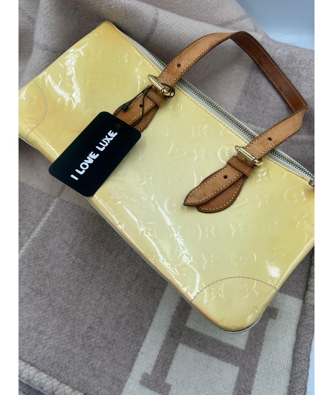 LOUIS VUITTON Желтая кожаная сумка с короткими ручками, фото 3