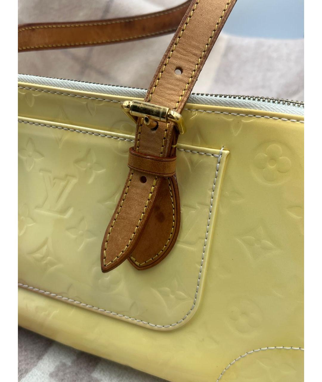 LOUIS VUITTON Желтая кожаная сумка с короткими ручками, фото 5
