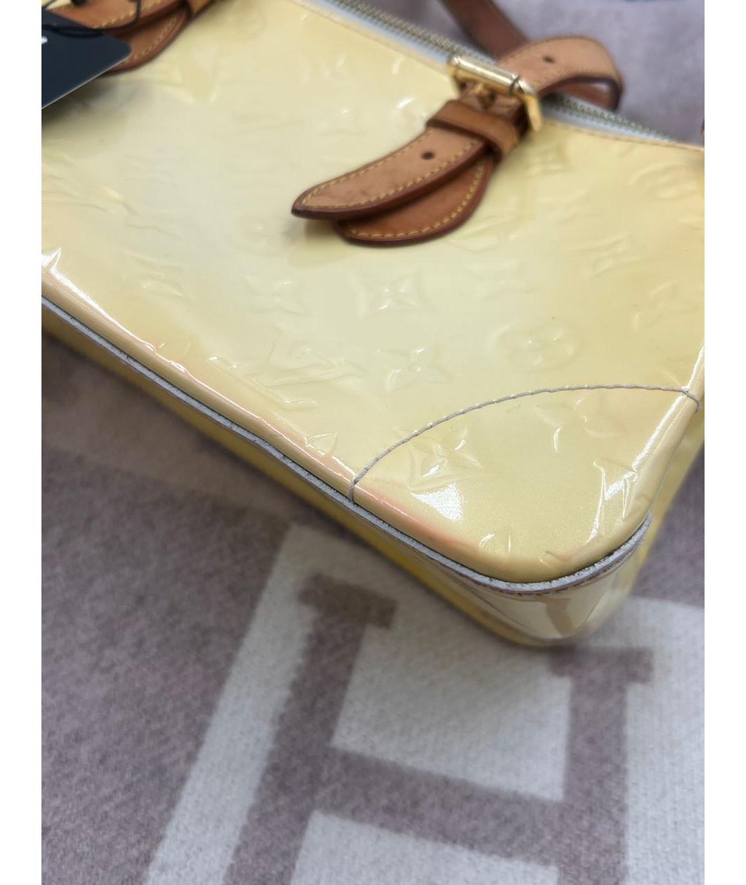 LOUIS VUITTON Желтая кожаная сумка с короткими ручками, фото 8