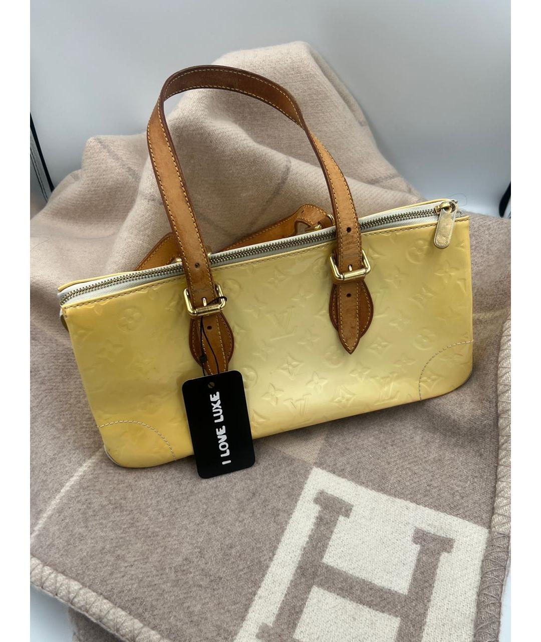 LOUIS VUITTON Желтая кожаная сумка с короткими ручками, фото 2