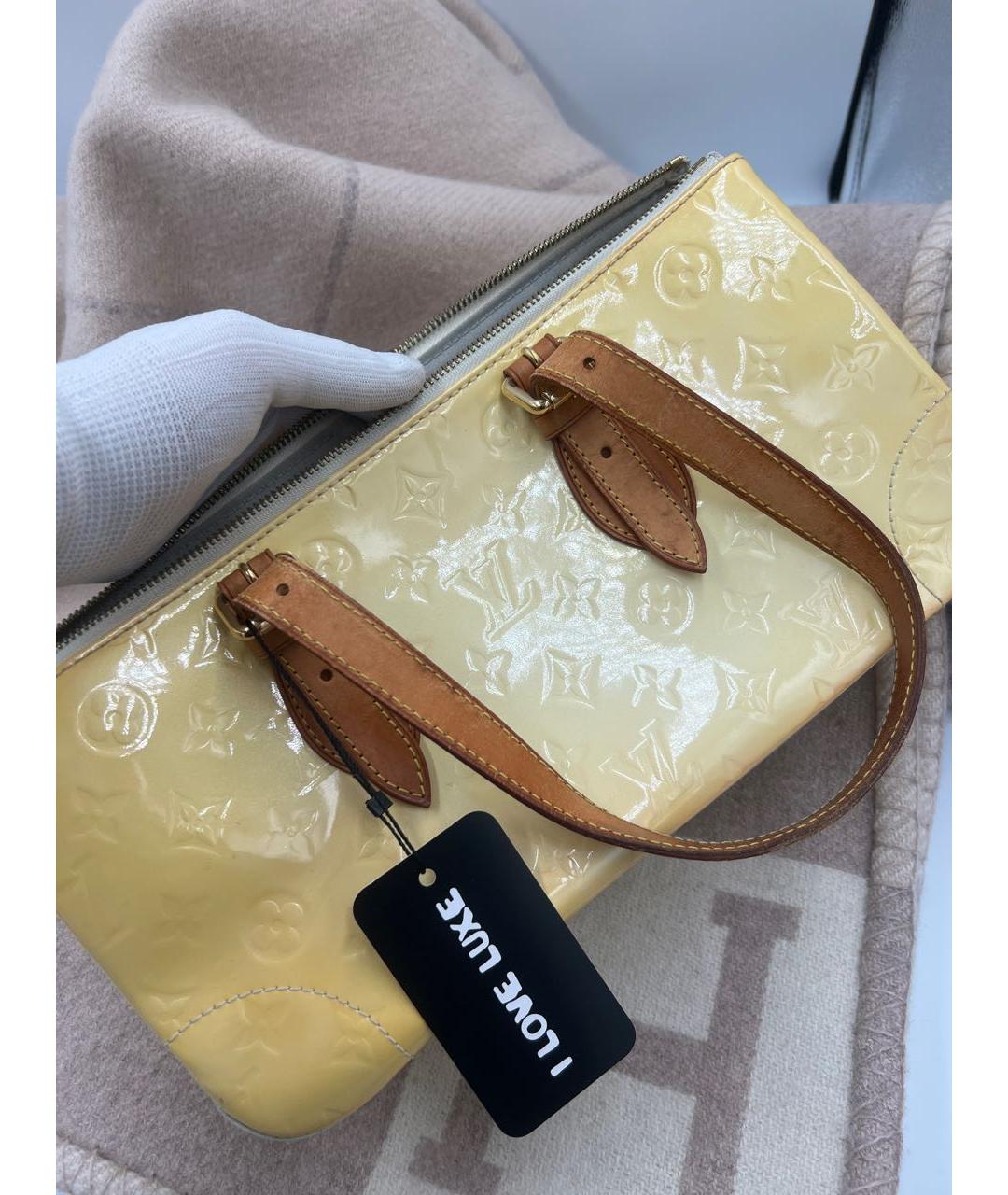 LOUIS VUITTON Желтая кожаная сумка с короткими ручками, фото 7