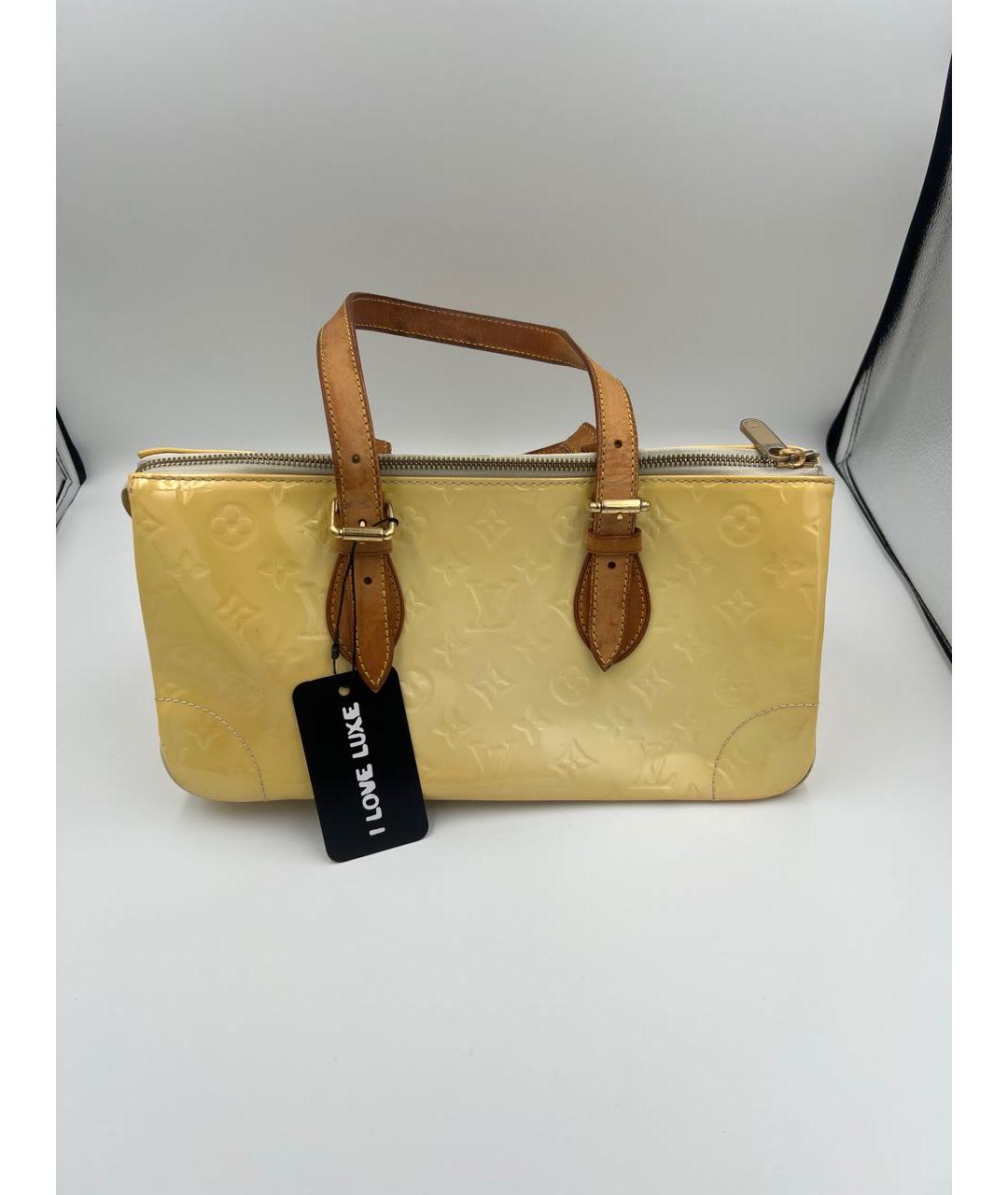 LOUIS VUITTON Желтая кожаная сумка с короткими ручками, фото 9