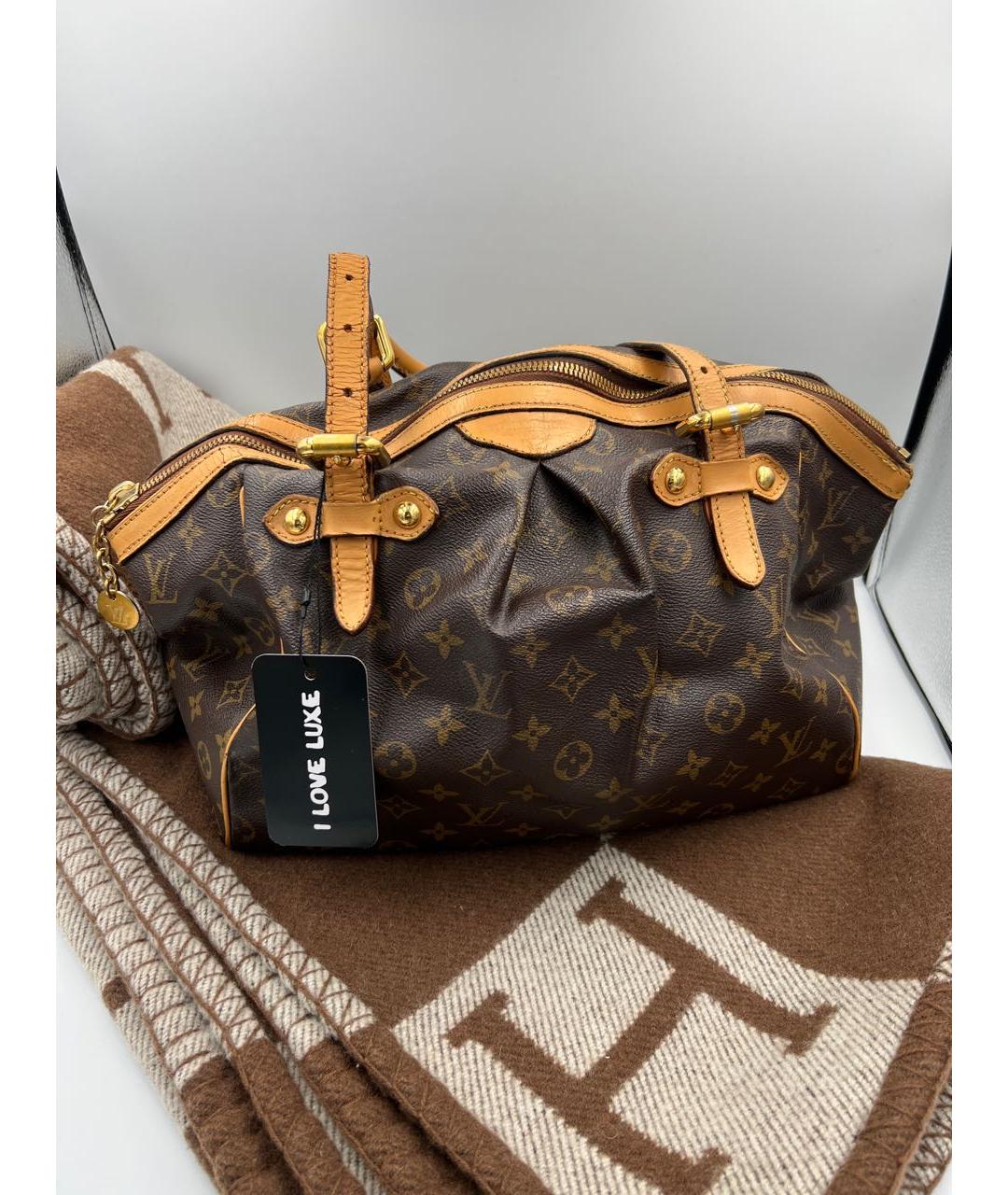 LOUIS VUITTON Коричневая кожаная сумка с короткими ручками, фото 2