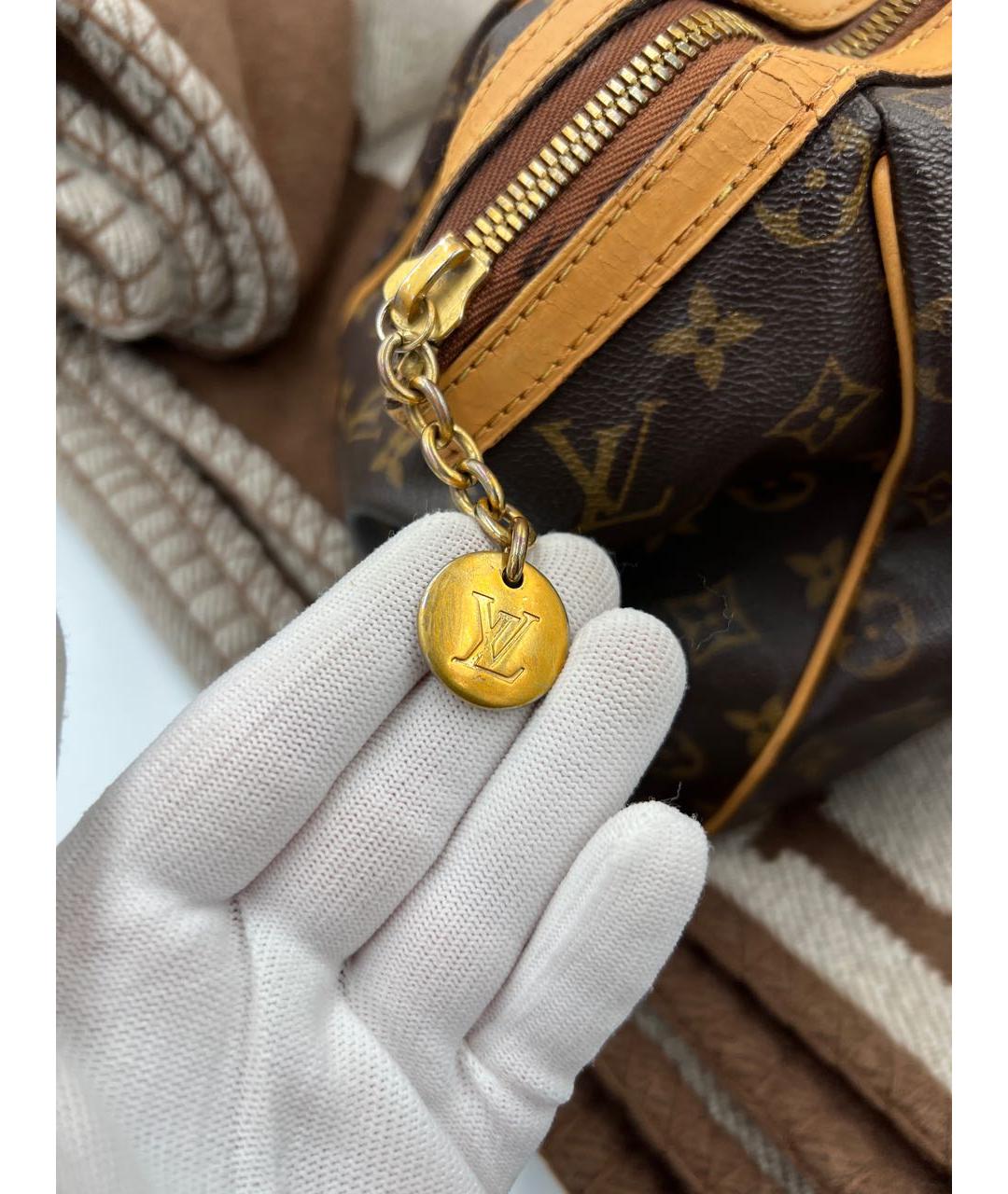 LOUIS VUITTON Коричневая кожаная сумка с короткими ручками, фото 4