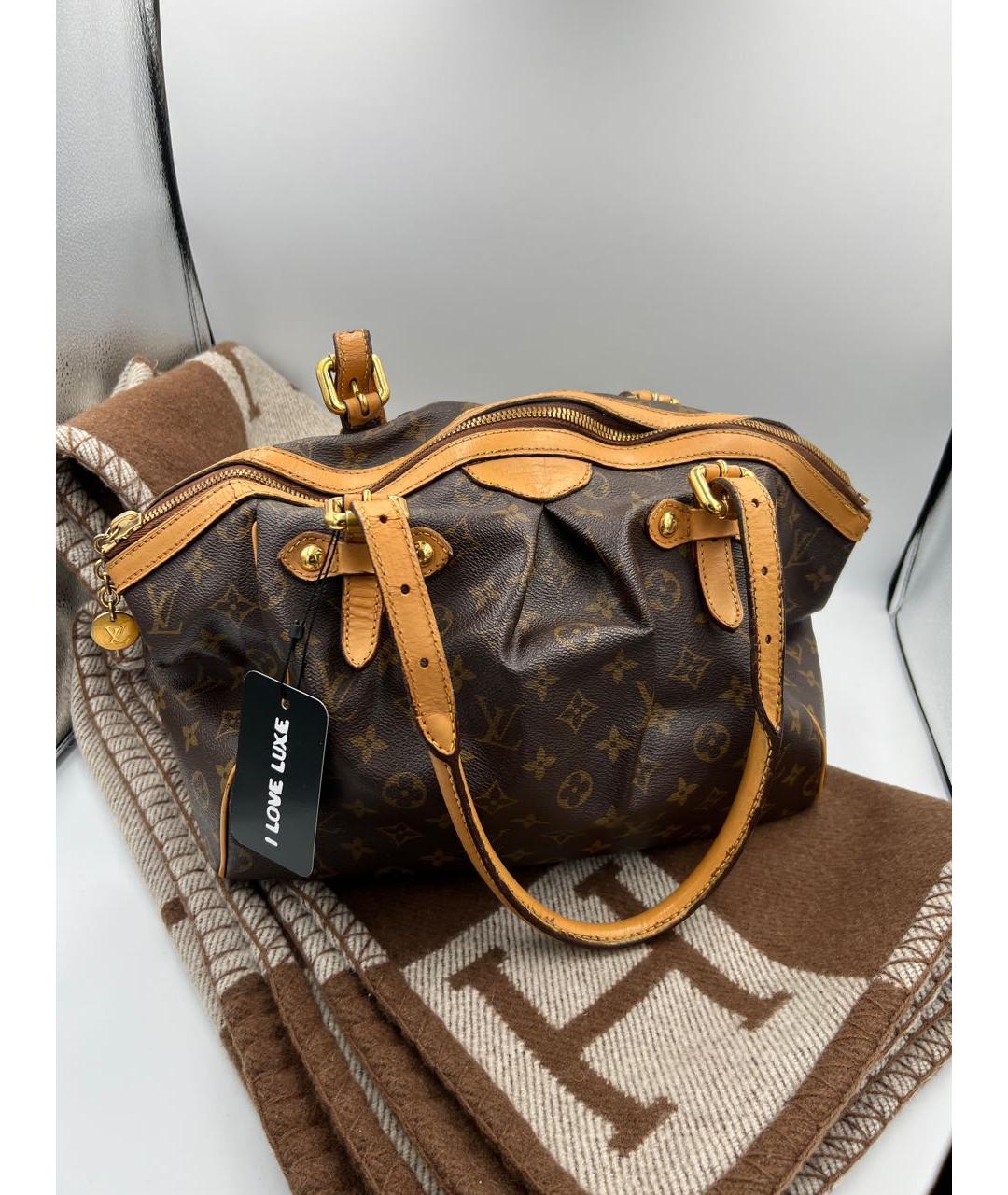 LOUIS VUITTON Коричневая кожаная сумка с короткими ручками, фото 7