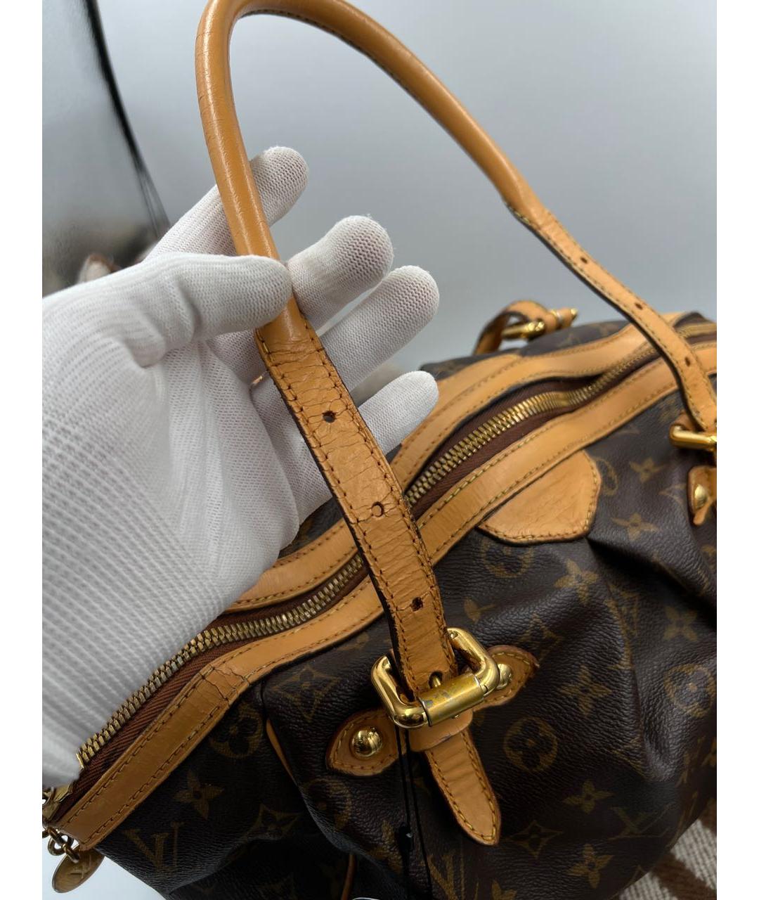 LOUIS VUITTON Коричневая кожаная сумка с короткими ручками, фото 5
