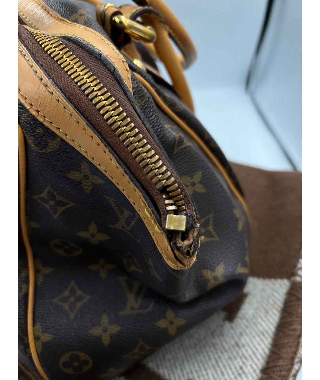 LOUIS VUITTON Коричневая кожаная сумка с короткими ручками, фото 6