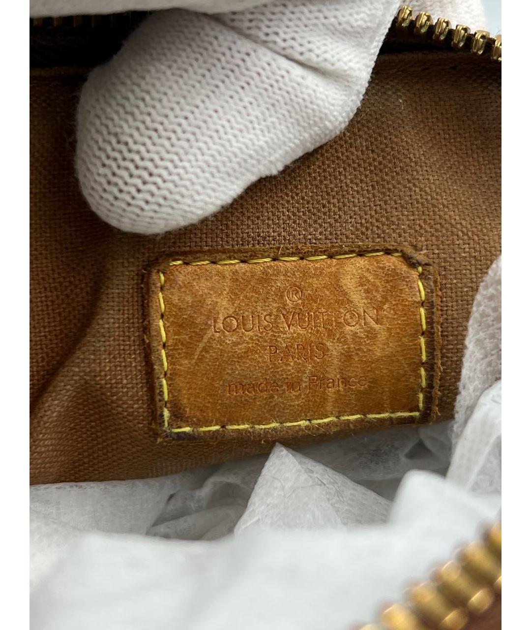 LOUIS VUITTON Коричневая кожаная сумка с короткими ручками, фото 8